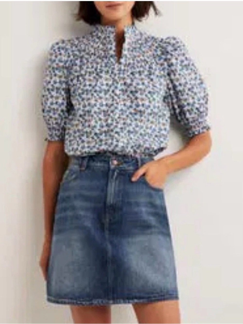 Boden Womens Denim Jean Mini Skirt 8 NEW. 344